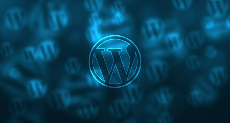 WordPress logo on blue background